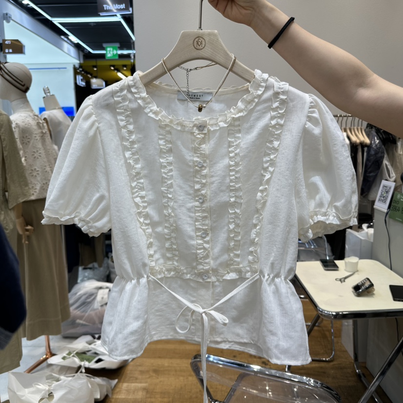 THE MOST-Q東大門實拍女士新款休閑熱賣職業襯衫蕾絲衫格紋THE MOST襯衫/蕾絲衫