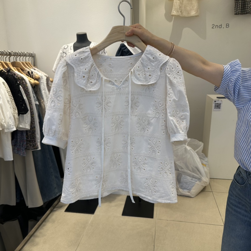 2nd B-S韓國代購女士新品人氣25春夏真品職業時尚襯衫蕾絲衫2nd B-S襯衫/蕾絲衫