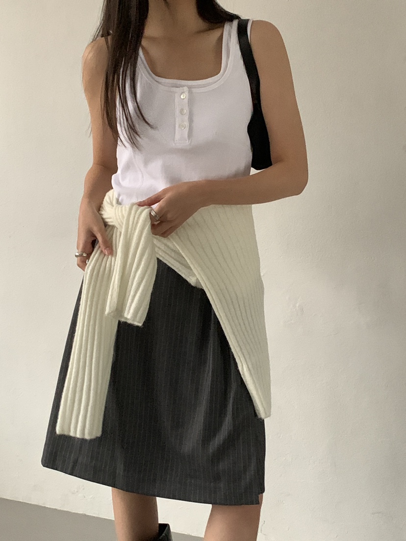 FAVE韓國直郵女士新品時尚休閑職業熱賣25春夏吊帶背心紐扣FAVOURITE吊帶/背心