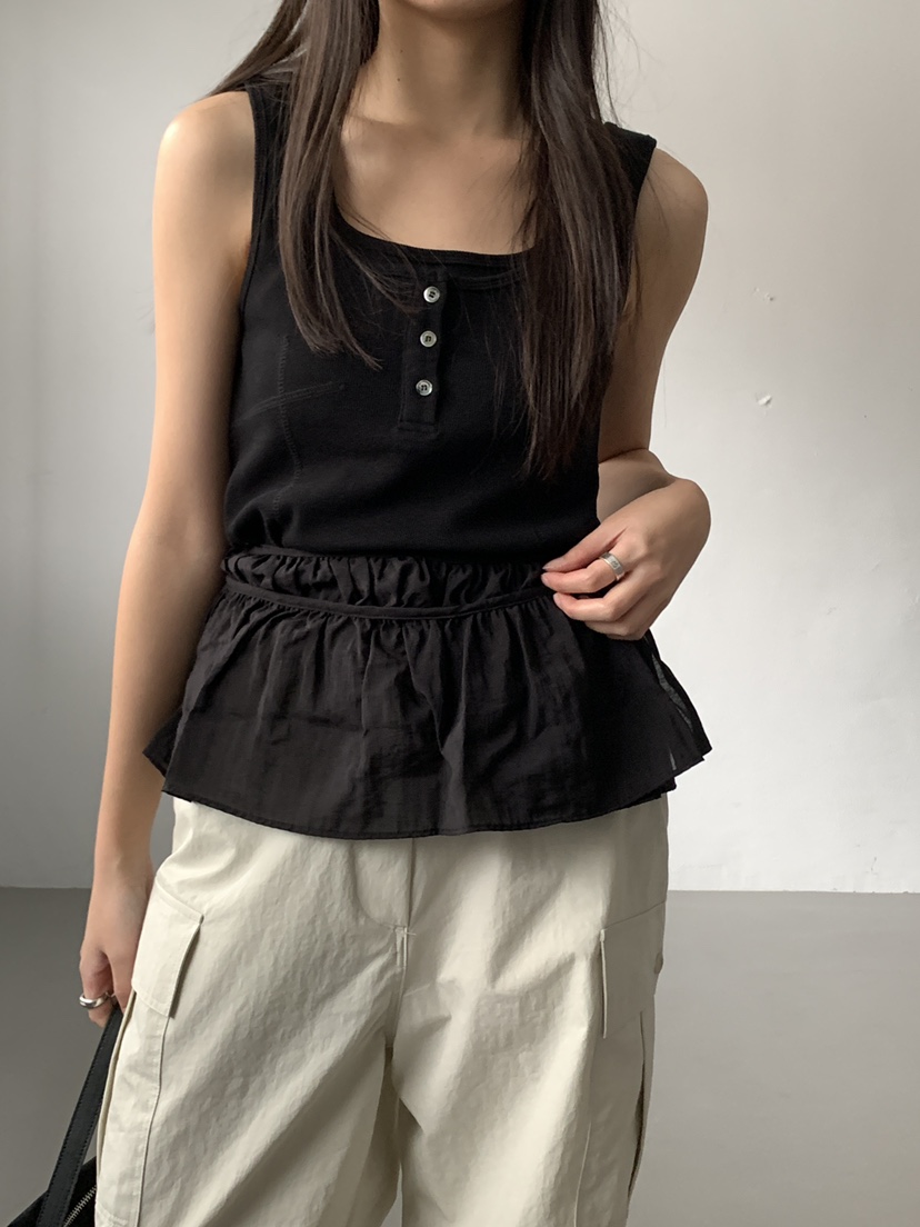 FAVE韓國直郵女士新品時尚休閑職業熱賣25春夏吊帶背心紐扣FAVOURITE吊帶/背心