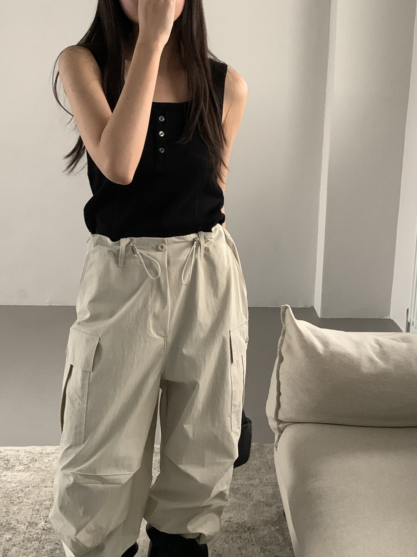 FAVE韓國直郵女士新品時尚休閑職業熱賣25春夏吊帶背心紐扣FAVOURITE吊帶/背心
