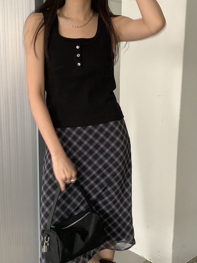FAVE韓國直郵女士新品時尚休閑職業熱賣25春夏吊帶背心紐扣FAVOURITE吊帶/背心