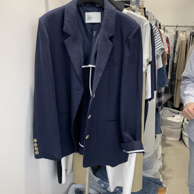THE SECOND GROW韓國代購女裝新品人氣真品休閑熱賣夾克亞麻THE SECOND GROW夾克圖色2