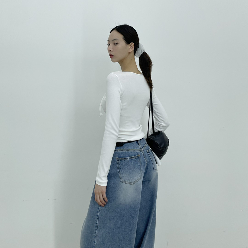 D2/A2韓國代購女裝新款人氣休閑25春夏職業推薦時尚長袖T恤D2/A2長袖T恤