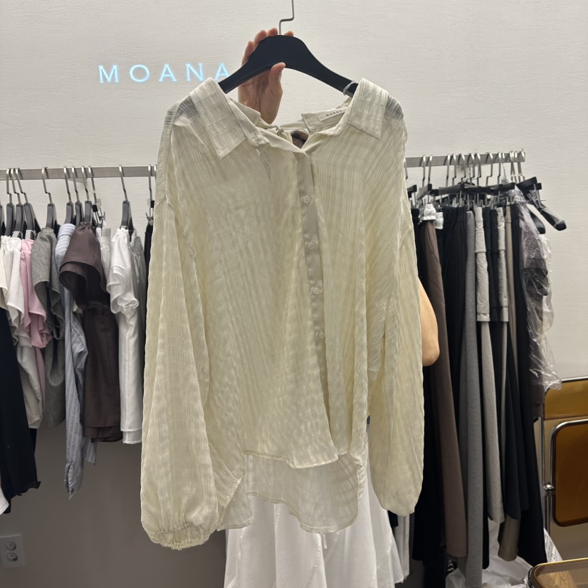MOANA韓國代購女裝新款職業人氣熱賣25春夏真品休閑襯衫蕾絲衫MOANA襯衫/蕾絲衫圖色1