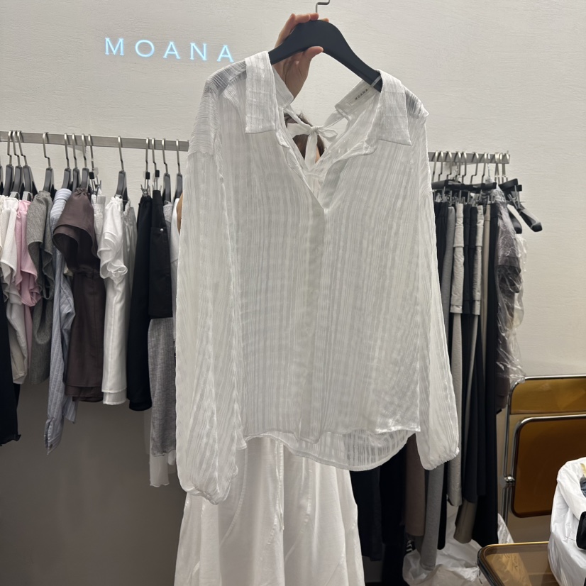 MOANA韓國代購女裝新款職業人氣熱賣25春夏真品休閑襯衫蕾絲衫MOANA襯衫/蕾絲衫圖色2