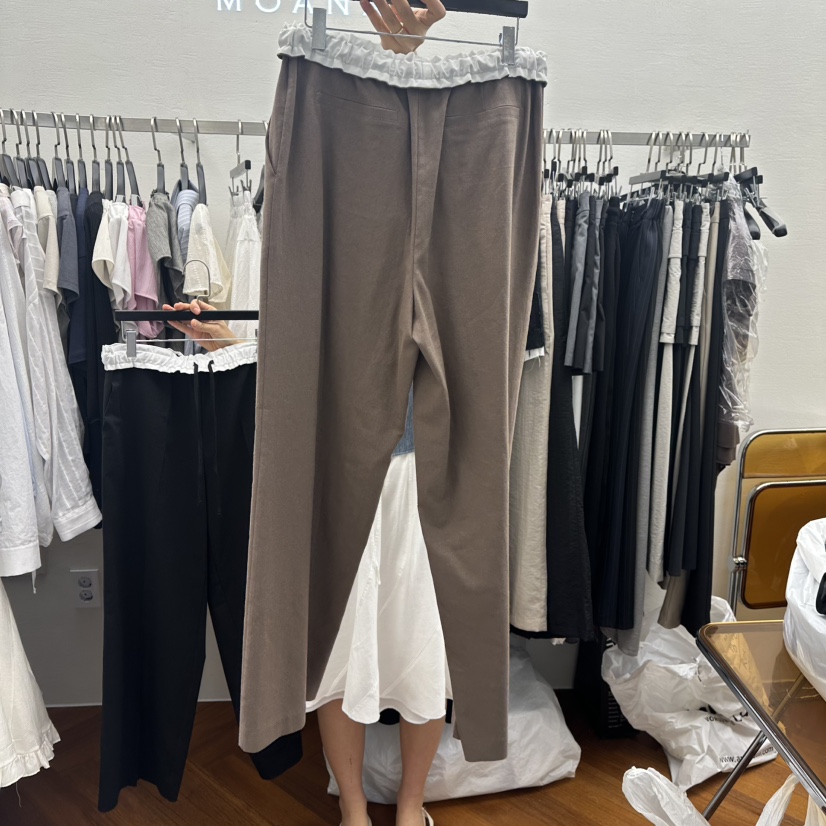 MOANA韓國代購女裝新款時尚職業人氣25春夏熱賣休閑褲亞麻布MOANA休閑褲