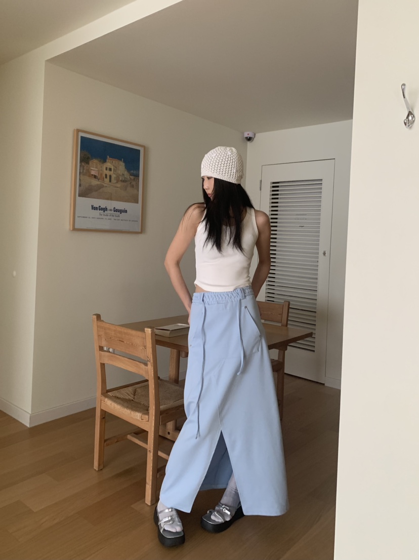 BADCALM東大門代購女士新款25春夏推薦時尚職業長裙口袋腰帶BADCALM長裙