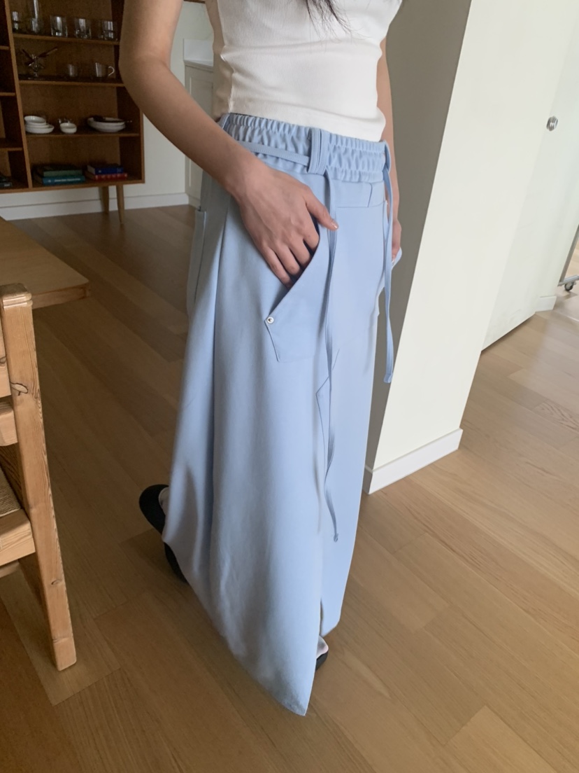 BADCALM東大門代購女士新款25春夏推薦時尚職業長裙口袋腰帶BADCALM長裙