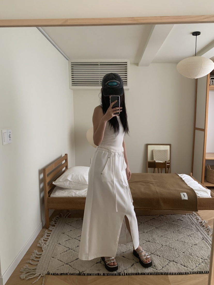 BADCALM東大門代購女士新款25春夏推薦時尚職業長裙口袋腰帶BADCALM長裙
