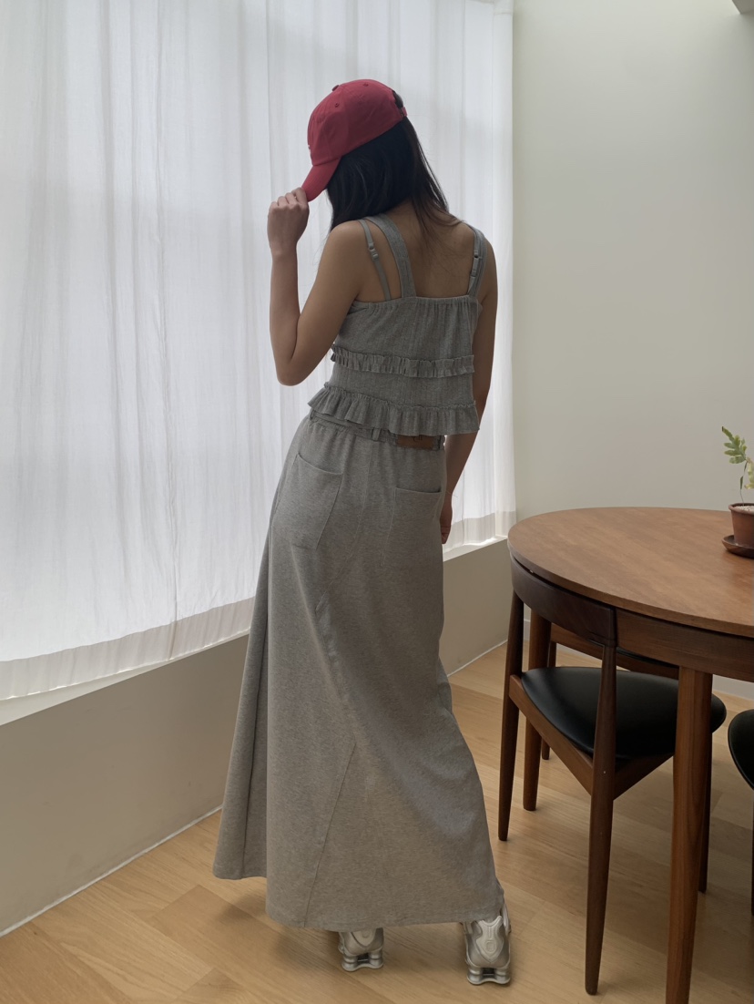 BADCALM東大門代購女士新款25春夏推薦時尚職業長裙口袋腰帶BADCALM長裙