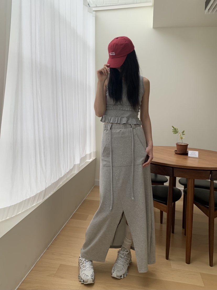BADCALM東大門代購女士新款25春夏推薦時尚職業長裙口袋腰帶BADCALM長裙