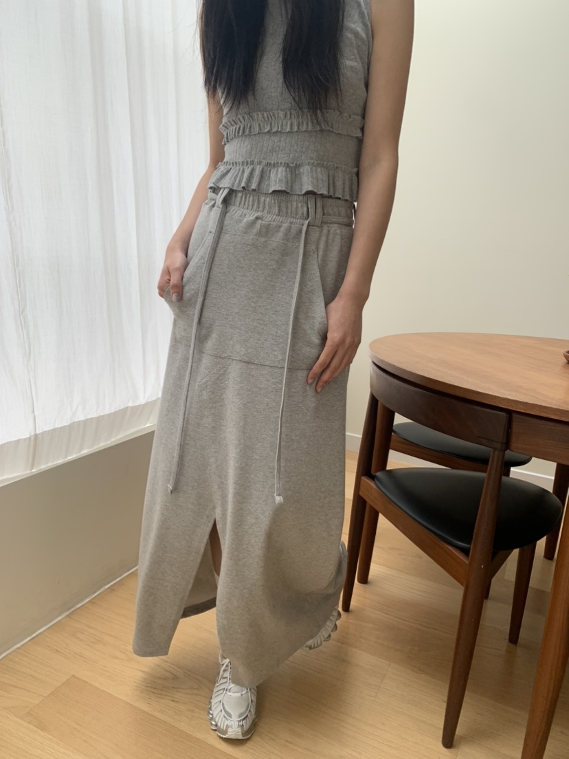 BADCALM東大門代購女士新款25春夏推薦時尚職業長裙口袋腰帶BADCALM長裙