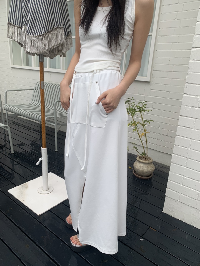 BADCALM東大門代購女士新款25春夏推薦時尚職業長裙口袋腰帶BADCALM長裙圖色2