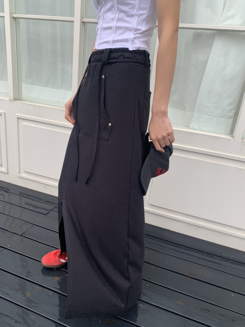 BADCALM東大門代購女士新款25春夏推薦時尚職業長裙口袋腰帶BADCALM長裙圖色4