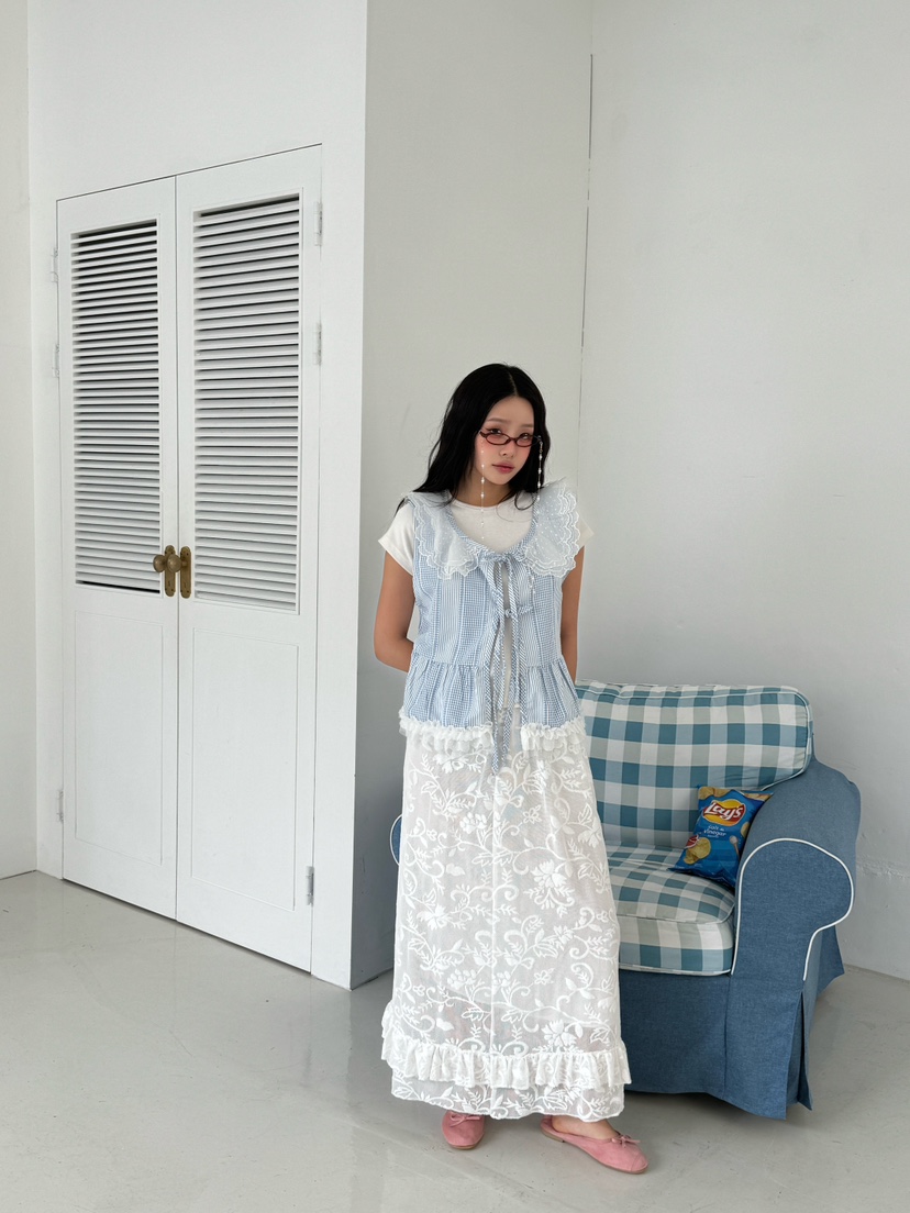 MAISONDEGLORY東大門實拍女裝新品真品時尚人氣休閑馬甲格紋MAISON DE GLORY馬甲