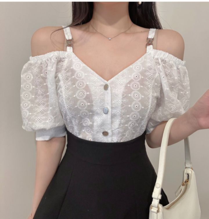 火Ⅱ-화투-T東大門代購女裝新品休閑熱賣25春夏襯衫蕾絲衫火Ⅱ襯衫/蕾絲衫圖色1