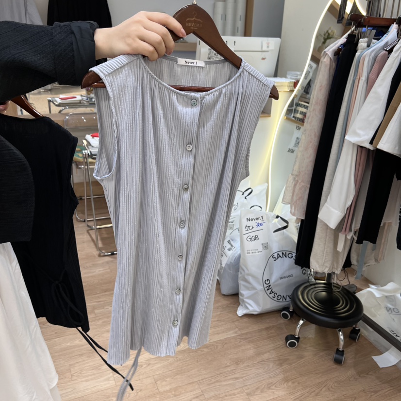 NEVER.1韓國代購女裝新品真品熱賣職業人氣推薦吊帶背心褶皺NEVER.1吊帶/背心圖色2