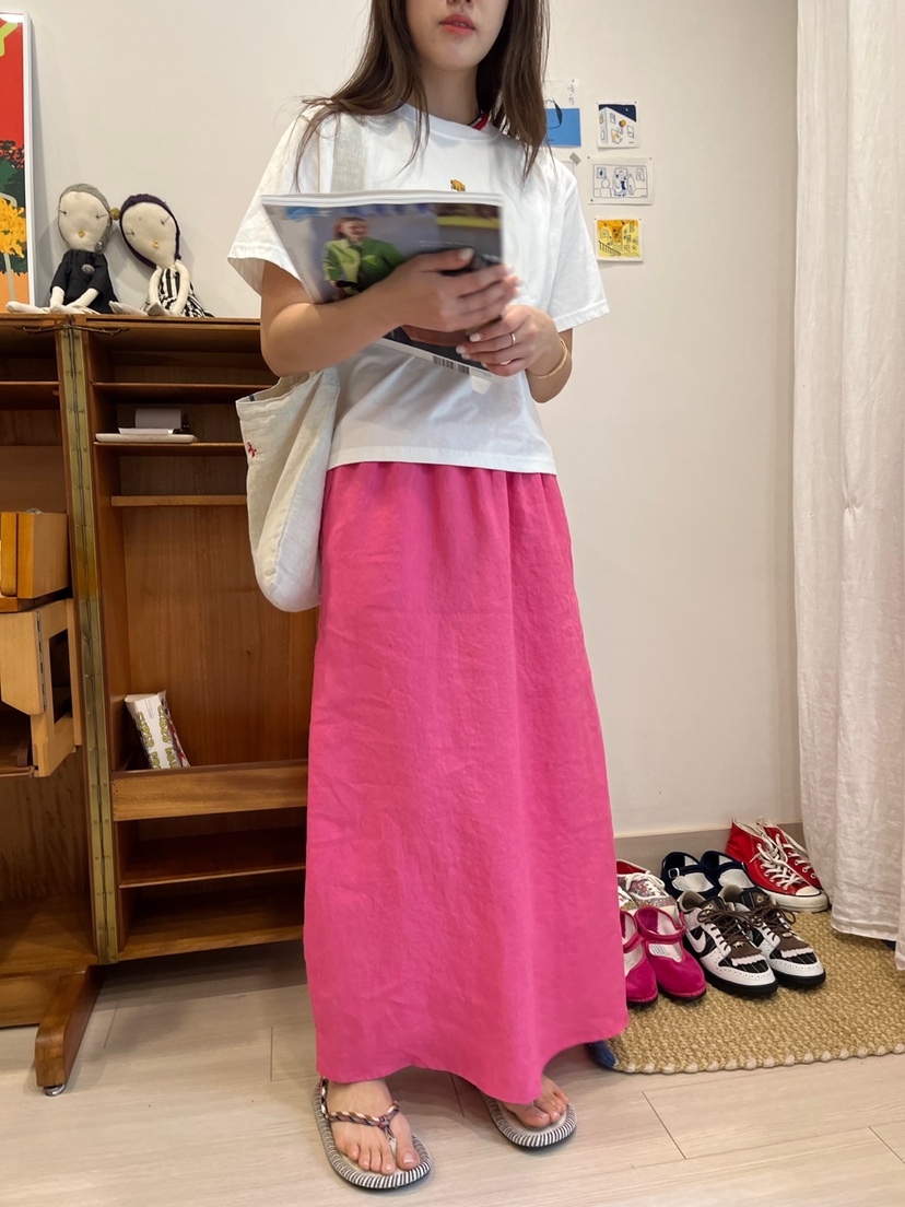 AT NOTE東大門代購女裝新品25春夏人氣推薦休閑長裙亞麻綁帶AT NOTE長裙