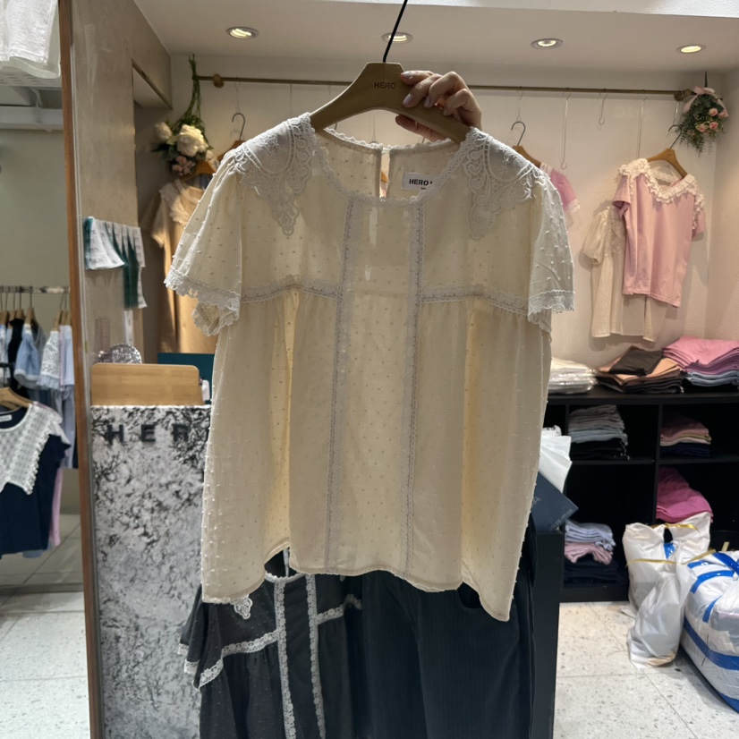 HERO韓國直郵女士新款熱賣時尚休閑25春夏推薦真品襯衫蕾絲衫HERO襯衫/蕾絲衫