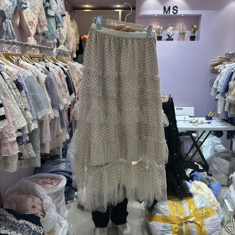 MS韓國直郵女裝新款真品推薦25春夏時尚職業熱賣長裙圓點裙MS長裙