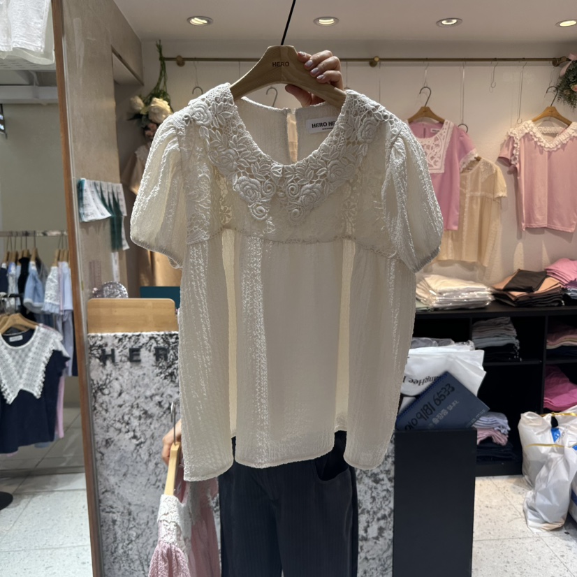 HERO韓國代購女裝新款25春夏人氣時尚熱賣真品推薦襯衫蕾絲衫HERO襯衫/蕾絲衫圖色2