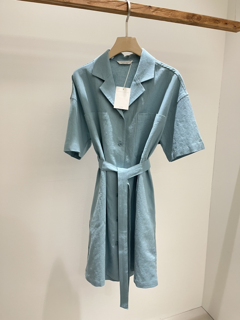 A P-STUDIO韓國直郵㊣女裝新款休閑推薦熱賣連衣裙含腰帶A P-STUDIO連衣裙圖色2