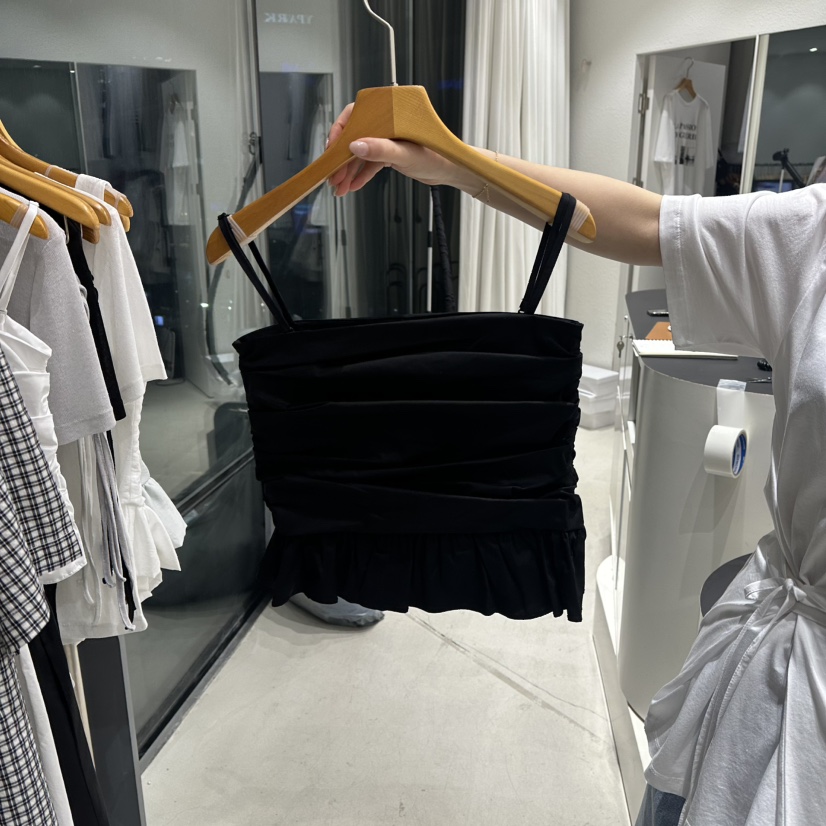 TREND SELLER/G韓國直郵㊣女裝新款人氣時尚吊帶背心褶皺G/TREND SELLER吊帶/背心