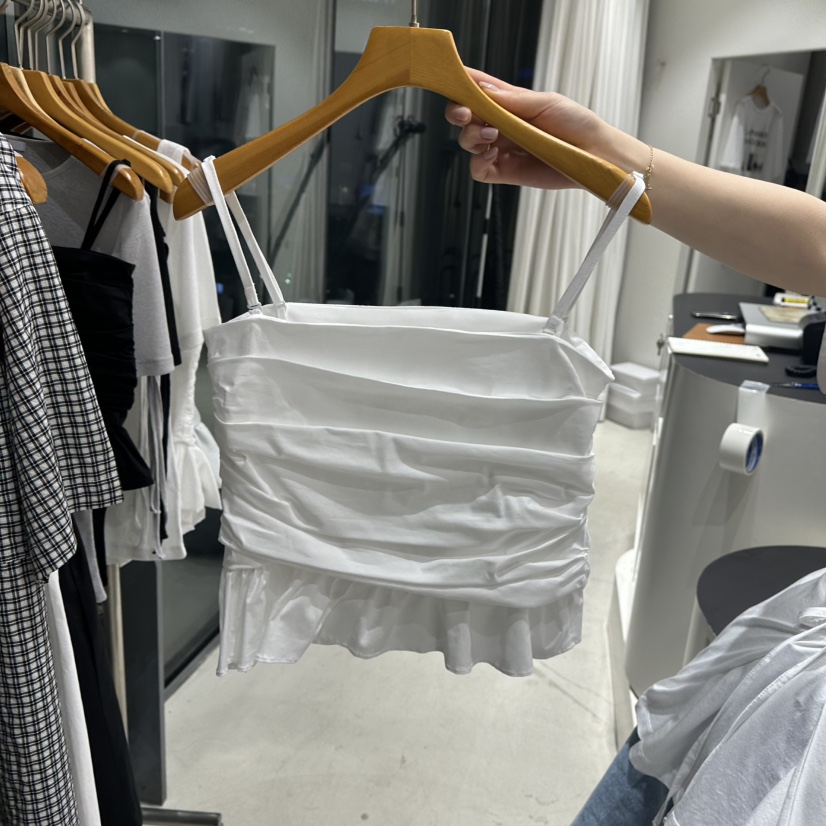 TREND SELLER/G韓國直郵㊣女裝新款人氣時尚吊帶背心褶皺G/TREND SELLER吊帶/背心