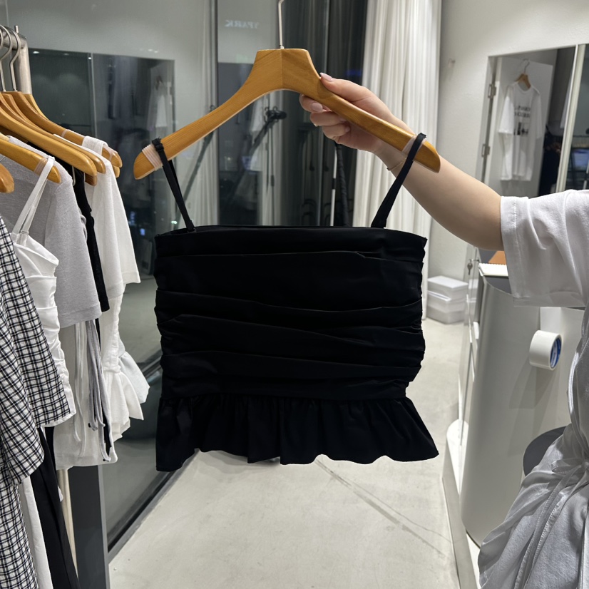 TREND SELLER/G韓國直郵㊣女裝新款人氣時尚吊帶背心褶皺G/TREND SELLER吊帶/背心圖色2