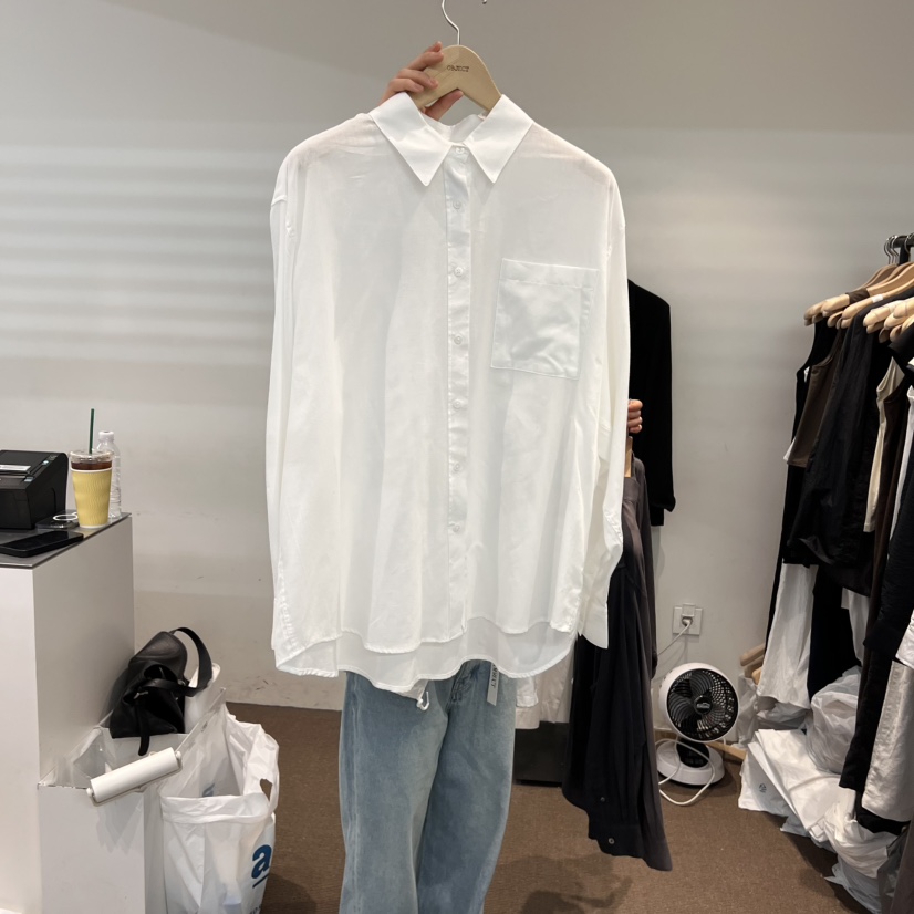 OBJECT韓國直郵㊣女裝新品熱賣推薦時尚休閑襯衫蕾絲衫亞麻OBJECT襯衫/蕾絲衫圖色2