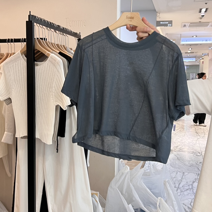 LA MAGIE FEMME直郵韓國代購㊣女裝新品人氣25春夏T恤透明Lamagie FemmeT恤圖色2