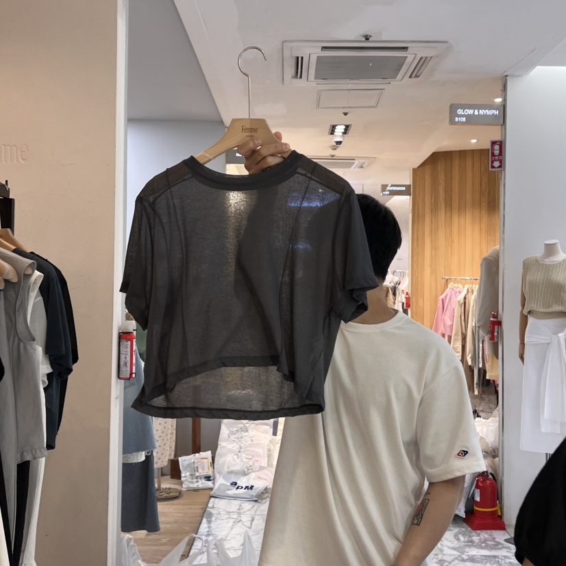 LA MAGIE FEMME直郵韓國代購㊣女裝新品人氣25春夏T恤透明Lamagie FemmeT恤圖色3