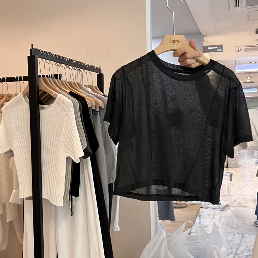 LA MAGIE FEMME直郵韓國代購㊣女裝新品人氣25春夏T恤透明Lamagie FemmeT恤圖色4