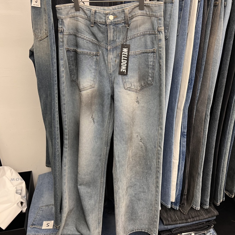 WELLDONEMINED韓國直郵㊣女裝新品時尚休閑人氣熱賣25春夏牛仔褲WELLDONEMINED牛仔褲