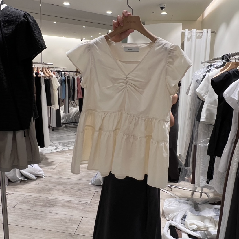 ADELINE韓國㊣直郵東大門代購女裝新品時尚休閑人氣襯衫蕾絲衫ADELINE襯衫/蕾絲衫圖色2