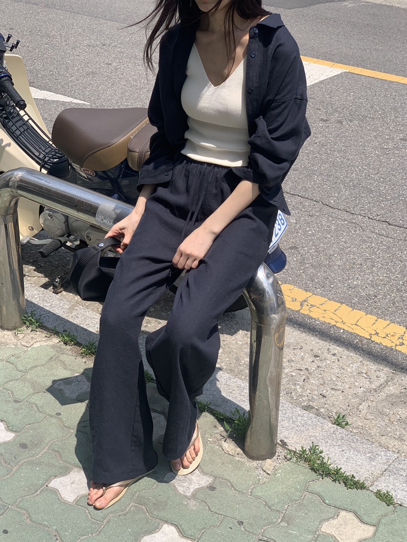 LOGARDEN韓國㊣直郵東大門代購女裝新款休閑推薦休閑褲亞麻布LO GARDEN休閑褲