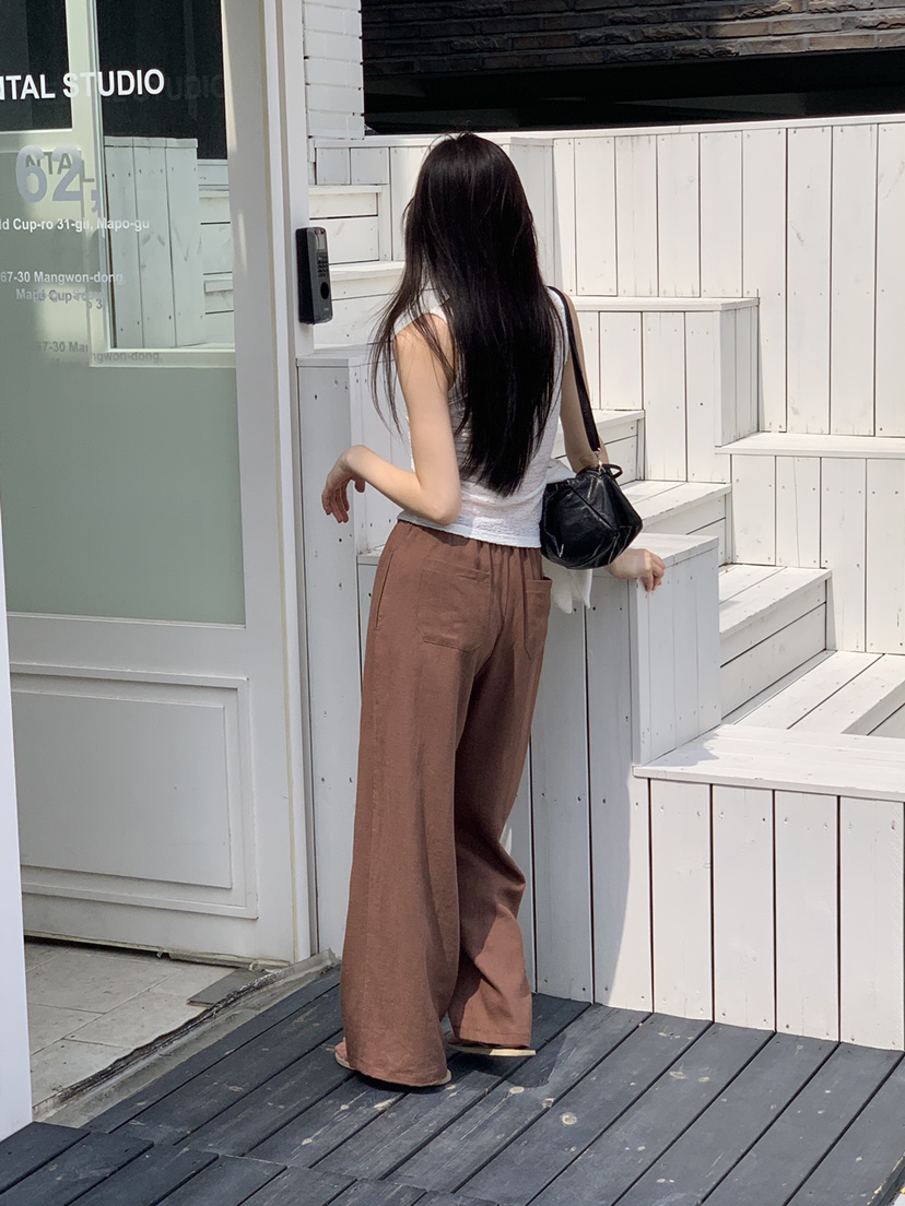 LOGARDEN韓國㊣直郵東大門代購女裝新款休閑推薦休閑褲亞麻布LO GARDEN休閑褲