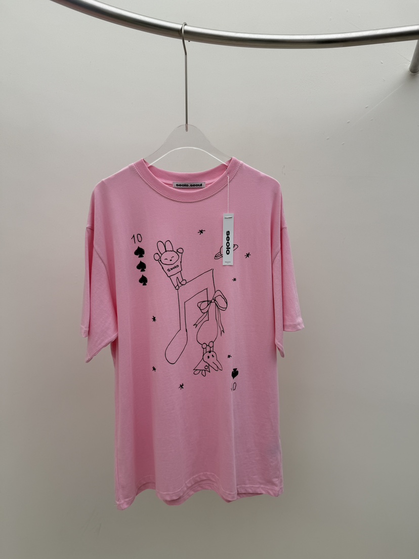 SEOLO韓國直郵㊣女裝新品休閑人氣熱賣推薦時尚25春夏T恤Seolo seoulT恤圖色2