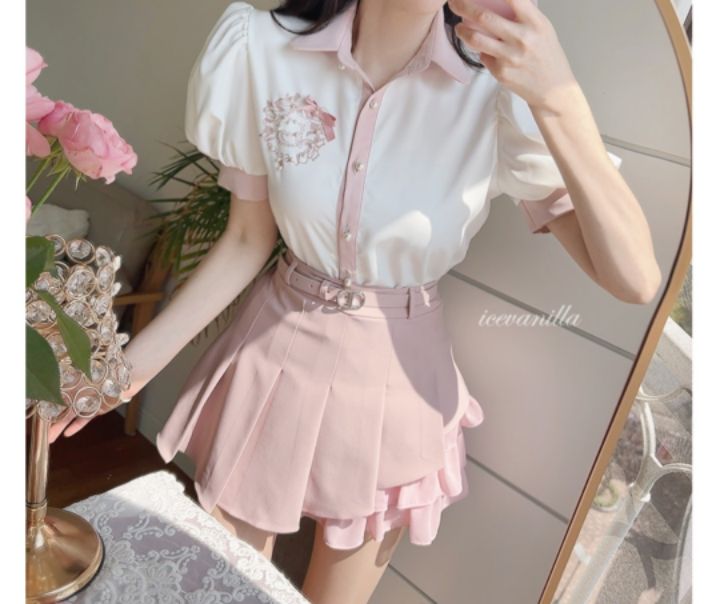 火Ⅱ-화투-T韓國直郵㊣女裝新款熱賣25春夏人氣襯衫蕾絲衫火Ⅱ襯衫/蕾絲衫