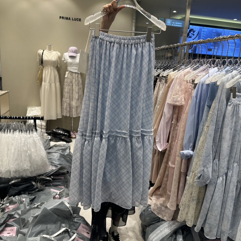 PRIMA LUCE韓國直郵㊣女裝新款休閑推薦人氣時尚25春夏長裙格紋CHARLOTTE長裙