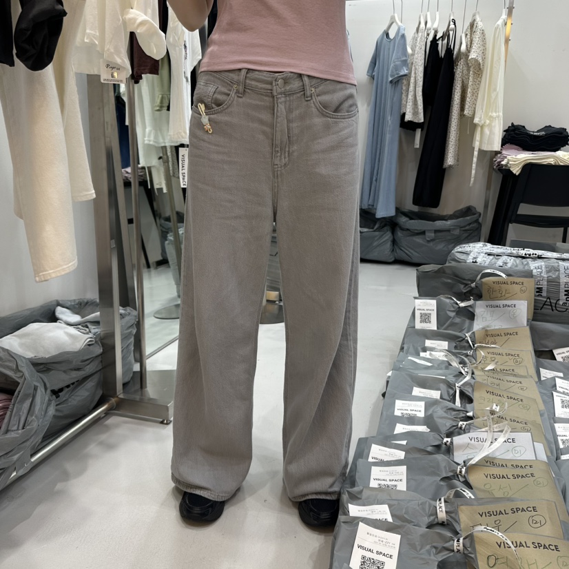 VISUAL SPACE韓國直郵㊣女裝新款時尚休閑25春夏推薦牛仔褲VISUAL SPACE牛仔褲圖色1