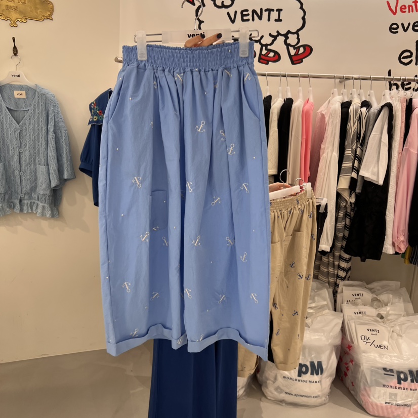 VENTI直郵韓國代購㊣女裝新款人氣休閑25春夏推薦休閑褲刺繡VENTI休閑褲圖色3