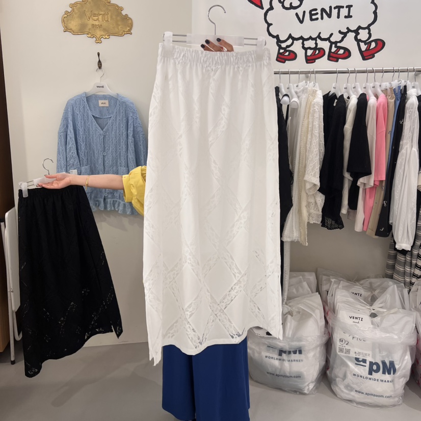 VENTI直郵韓國代購㊣女裝新品推薦25春夏人氣半身裙中短裙蕾絲VENTI半身裙/中短裙