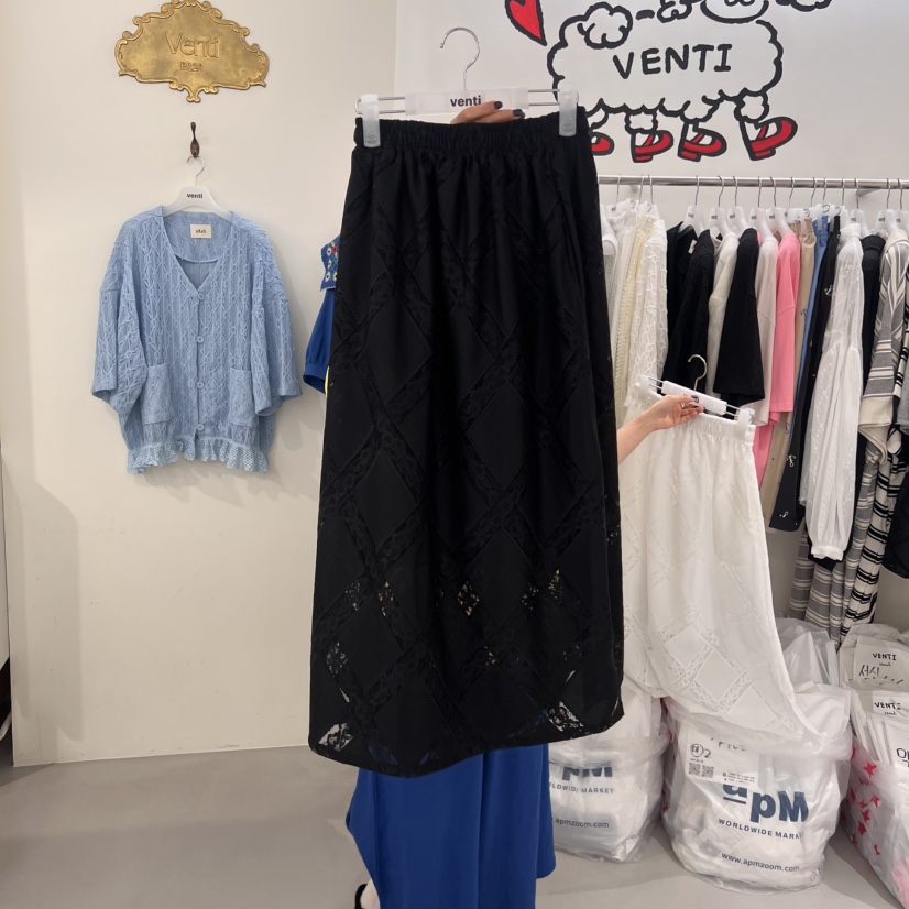 VENTI直郵韓國代購㊣女裝新品推薦25春夏人氣半身裙中短裙蕾絲VENTI半身裙/中短裙圖色2