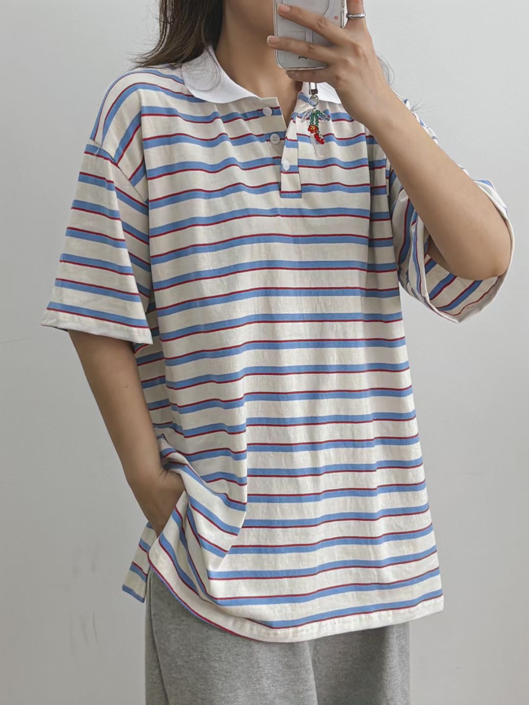 끌 벅지東大門直郵女士新款時尚人氣休閑熱賣職業推薦25春夏T恤Pull BuckT恤圖色2