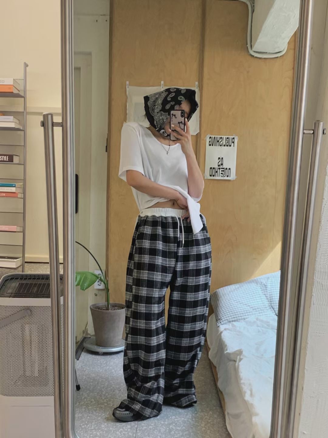 끌 벅지韓國代購女士新款人氣時尚休閑職業真品休閑褲格紋Pull Buck休閑褲