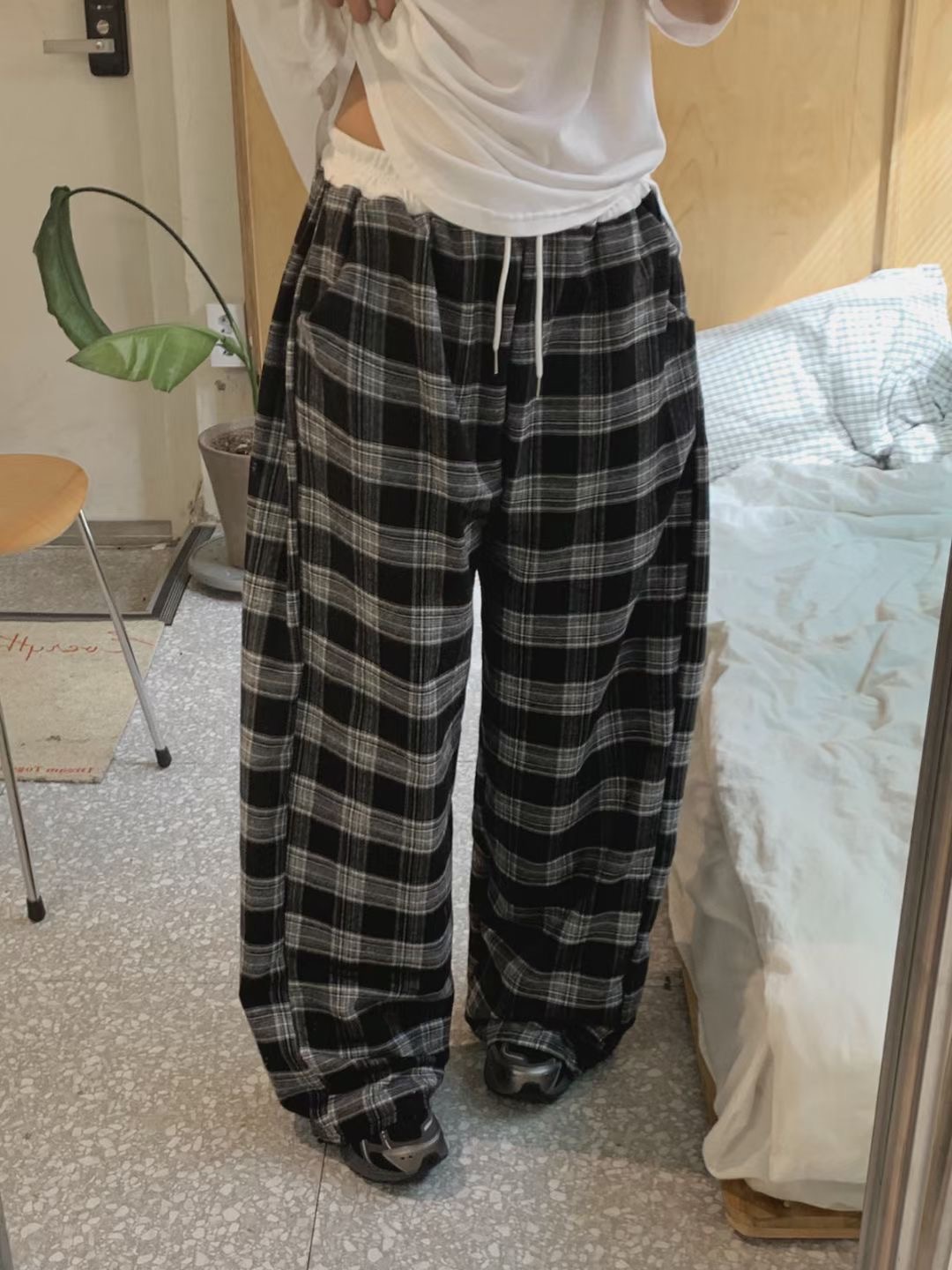 끌 벅지韓國代購女士新款人氣時尚休閑職業真品休閑褲格紋Pull Buck休閑褲