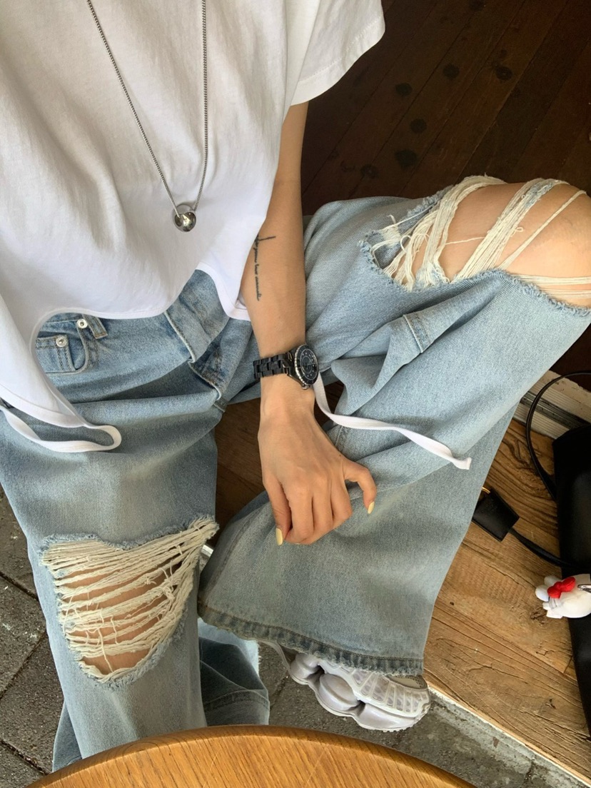 REVE CITE-L直郵韓國代購㊣女裝新品人氣時尚25春夏牛仔褲REVE CITE牛仔褲
