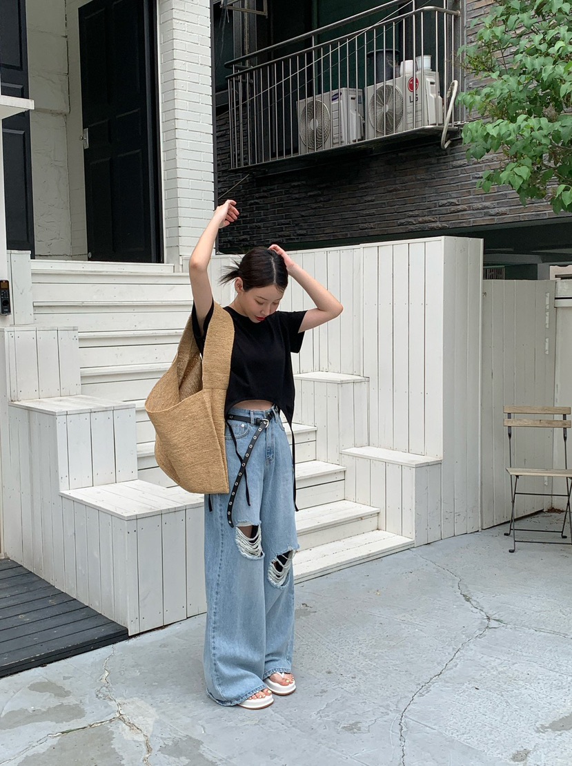 REVE CITE-L直郵韓國代購㊣女裝新品人氣時尚25春夏牛仔褲REVE CITE牛仔褲